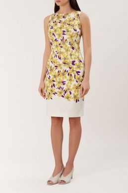 Hobbs Fiona Print Shift Dress Yellow Purple Multi