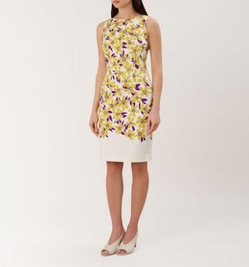 Hobbs Fiona Print Shift Dress Yellow Purple Multi