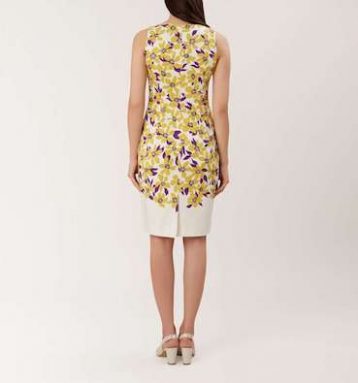 Hobbs Fiona Print Shift Dress Yellow Purple Multi