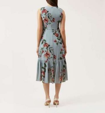 Hobbs Hallie Floral Print Midi Dress, Blue/Multi - Image 3
