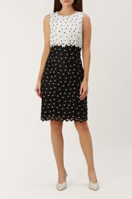 Hobbs Lulu Spot Daisy Shift Dress Black White