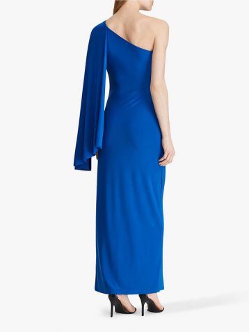 Lauren Ralph Lauren Dellah One Shoulder Evening Dress Portuguese Blue