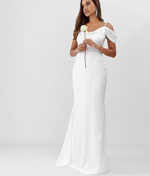 white fishtail maxi dress