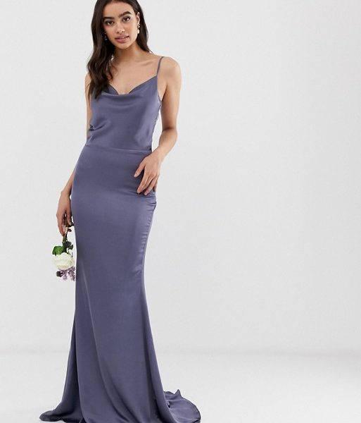 satin maxi bridesmaid dress