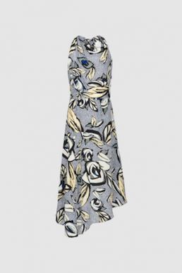 Reiss Rose Floral Printed Midi Dress Blue Grey