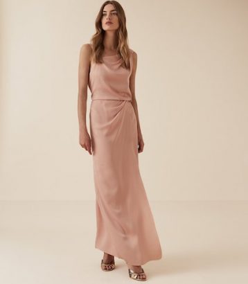 Reiss Ostia One Shoulder Maxi Dress Pink