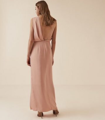 Reiss Ostia One Shoulder Maxi Dress Pink