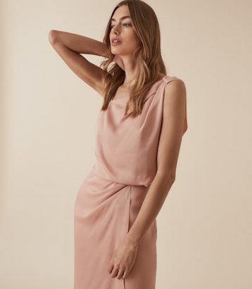 Reiss Ostia One Shoulder Maxi Dress Pink