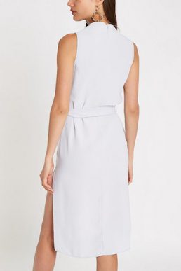 River Island Pale blue cowl neck tie waist sleeveless dress