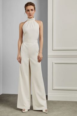 Ted Baker OLIVVYA Halter neck wide leg bridal jumpsuit White