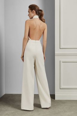 Ted Baker OLIVVYA Halter neck wide leg bridal jumpsuit White