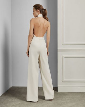 Ted Baker OLIVVYA Halter neck wide leg bridal jumpsuit White