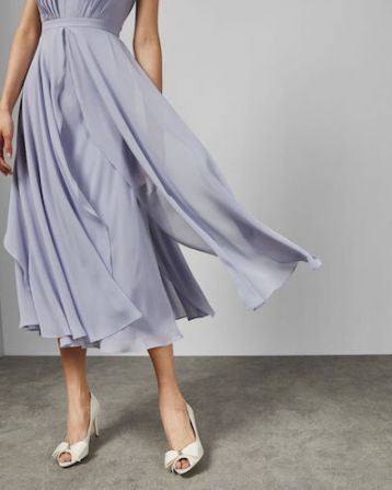 Ted Baker CELEYST V neck georgette midi dress Pale Blue