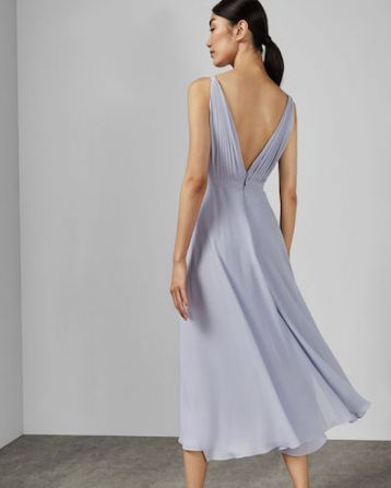 Ted Baker CELEYST V neck georgette midi dress Pale Blue