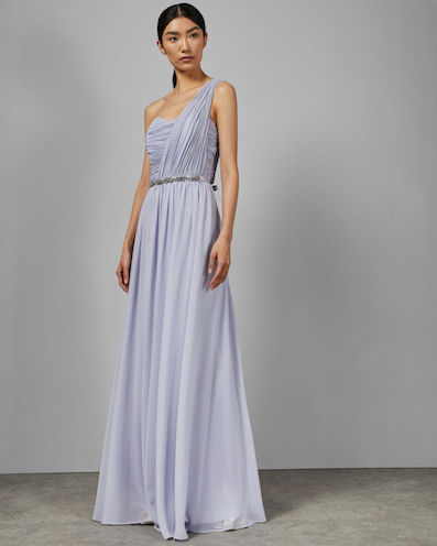 lilac one shoulder maxi dress