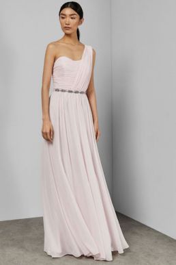 Ted Baker FINELLA One shoulder maxi bridesmaid dress Blush Pink