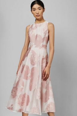 Ted Baker WYLIEH Sleeveless floral midi dress Pink Blush