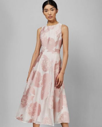 Ted Baker WYLIEH Sleeveless floral midi dress Pink Blush