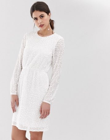 Y.A.S beaded open back mini dress white