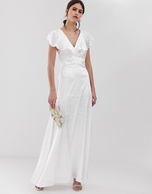 ruffle sleeve wedding dress