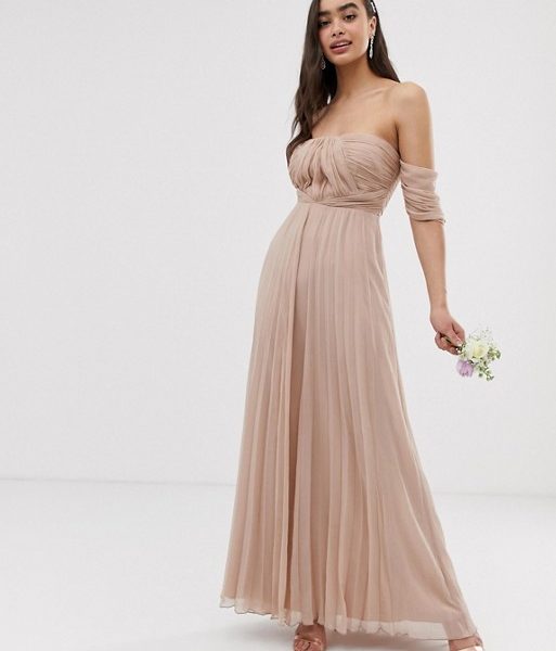 asos soft blush bridesmaid dress