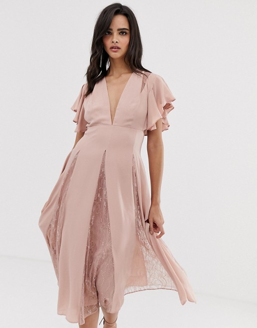 Pale pink midi dress uk shop