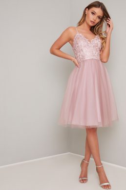 Chi Chi Dianne Tulle Bridesmaid Dress Blush Pink