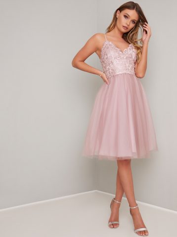 Chi Chi Dianne Tulle Bridesmaid Dress Blush Pink