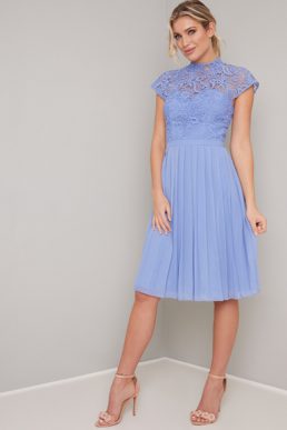 Chi Chi Lace Rozie Midi Bridesmaid Dress Cornflower Blue