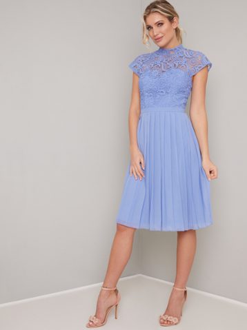 Chi Chi Lace Rozie Midi Bridesmaid Dress Cornflower Blue