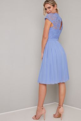 Chi Chi Lace Rozie Midi Bridesmaid Dress Cornflower Blue