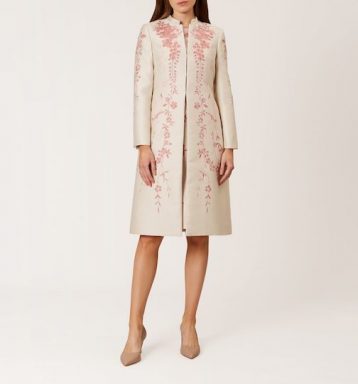 Hobbs Melody Floral Coat Oyster Pink