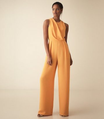 Reiss Chey cut out detail jumpsuit orange