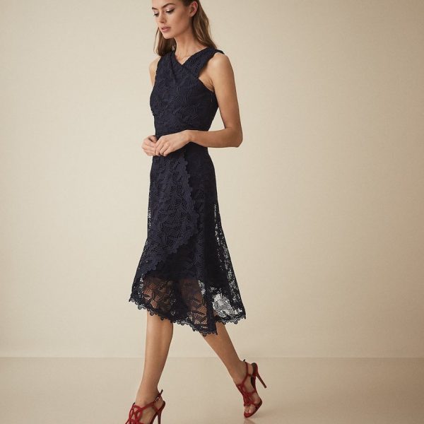 reiss navy lace dress