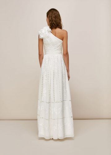 Whistles Adelaide Lace One Shoulder Wedding Dress, Ivory - Image 2