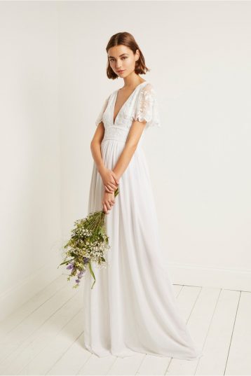 French Connection Emelina Embellished Dress Linen White