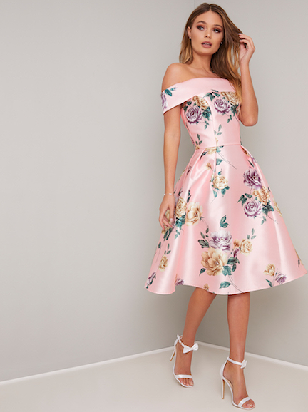 pink bardot dress
