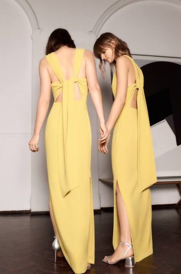 Whistles Tie Back Maxi Dress Yellow