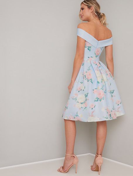 pale blue bardot dress
