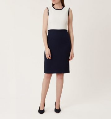 Hobbs Alice Shift Dress, Navy/Ivory - Image 2