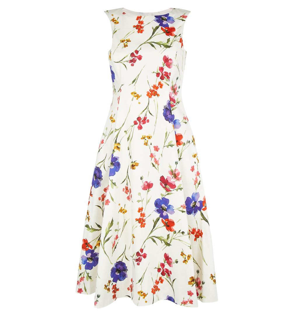Hobbs Cleo Floral Dress, White/Multi - myonewedding.co.uk
