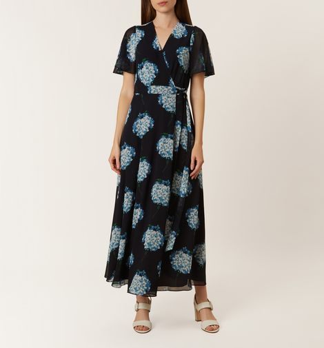 Hobbs Floral Hydrangea Wrap Dress, Blue/Navy - myonewedding.co.uk