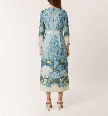 Hobbs Hydrangea Sleeve Midi Dress Blue Multi