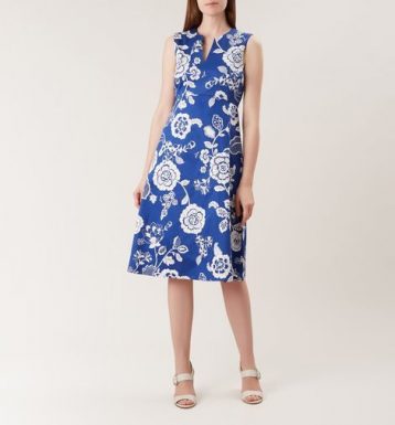 Hobbs Lauren Floral Shift Dress, Blue/White - Image 2