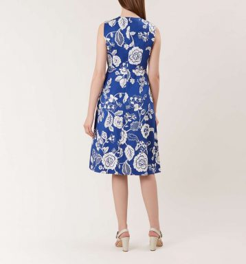 Hobbs Lauren Floral Shift Dress, Blue/White - Image 3