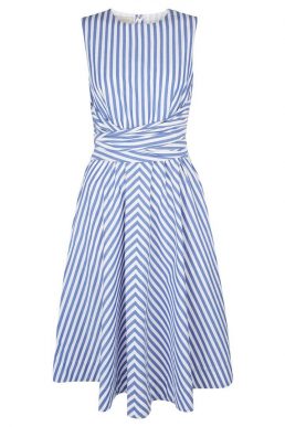 Hobbs Twitchill Linen Dress Blue White