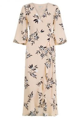 Hobbs Kayla Leaf Print Sleeve Dress Pink Multi