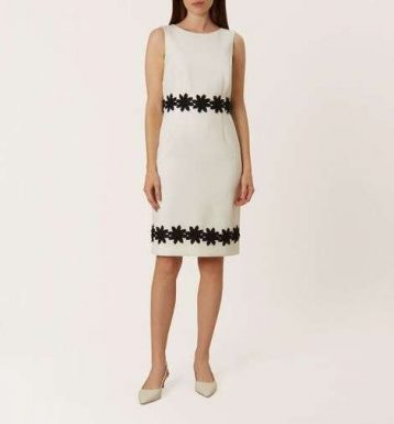 Hobbs Louise Embroidered Shift Dress Black White