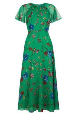 Hobbs Sarah Floral Dress Green Multi