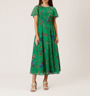 Hobbs Sarah Floral Dress, Green/Multi - Image 2